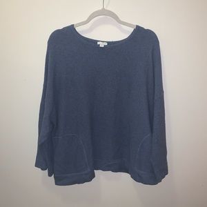 PURE JILL waffle knit oversized sweater 3/4 sleeve